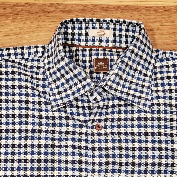 Peter Millar Checkered L/S Button Down Shirt Sz L - Picture 5 of 5